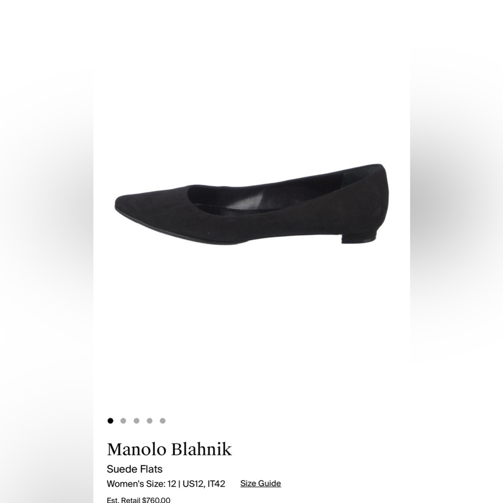 NWT Manolo Blahnik Black Suede Flats in box